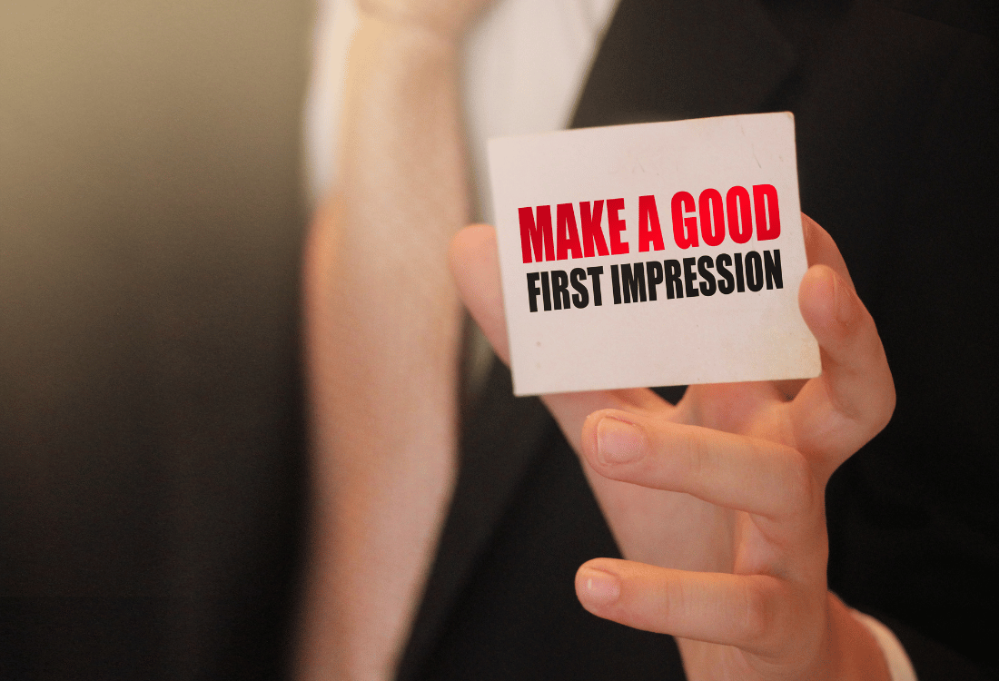 Make a good first impression business card of a new client 