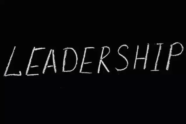 The word leadership on a black background