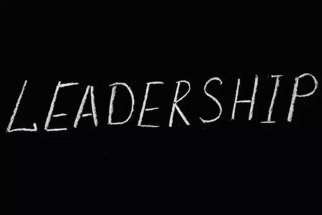 The word leadership on a black background 